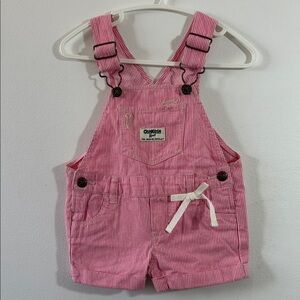 OshKosh B'gosh Pink Striped Baby Overalls, PRELOVED, 9M